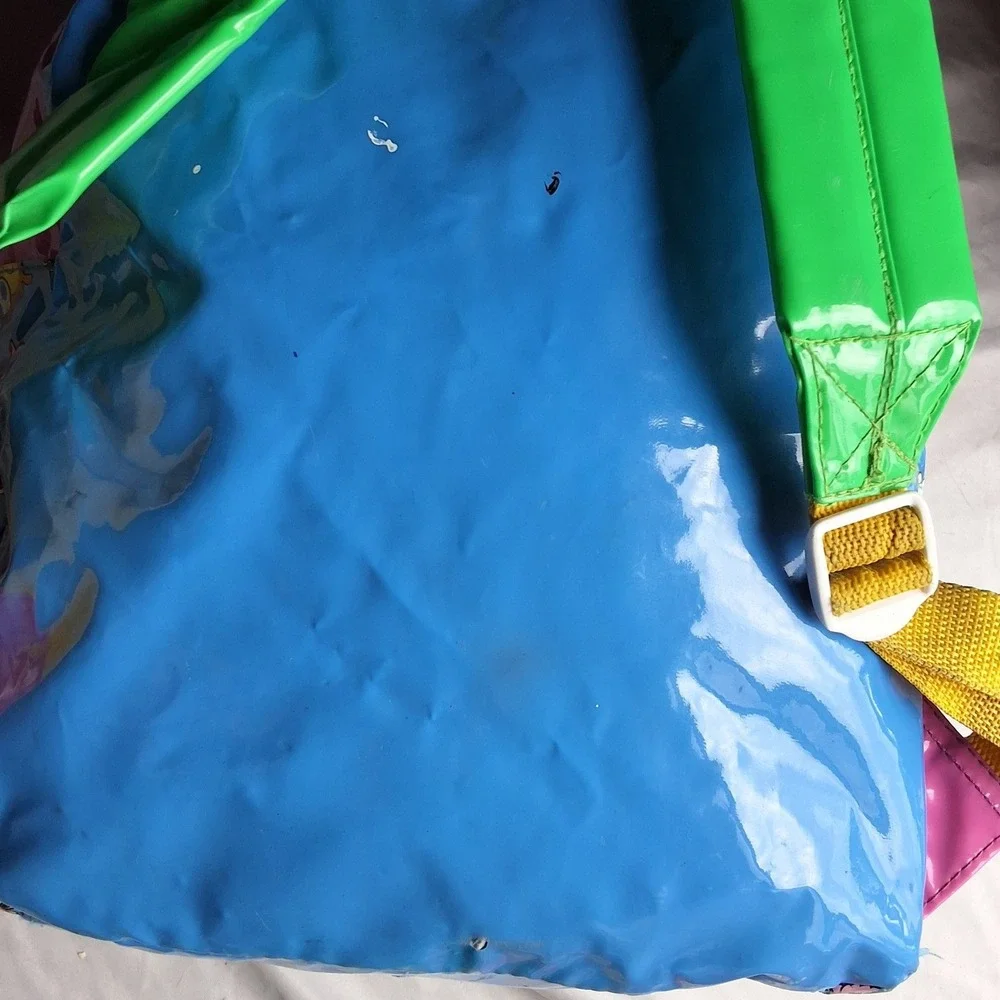 Vintage 1998 Barney the Dinosaur Kids Vinyl Backpack Blue Yellow 90s Retro